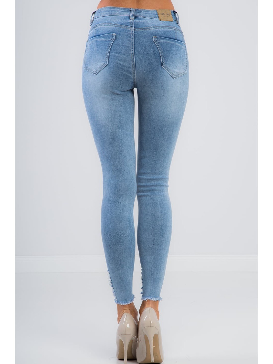 Pantaloni denim cu crapaturi la genunchi 27151 - Magazin online - Boutique